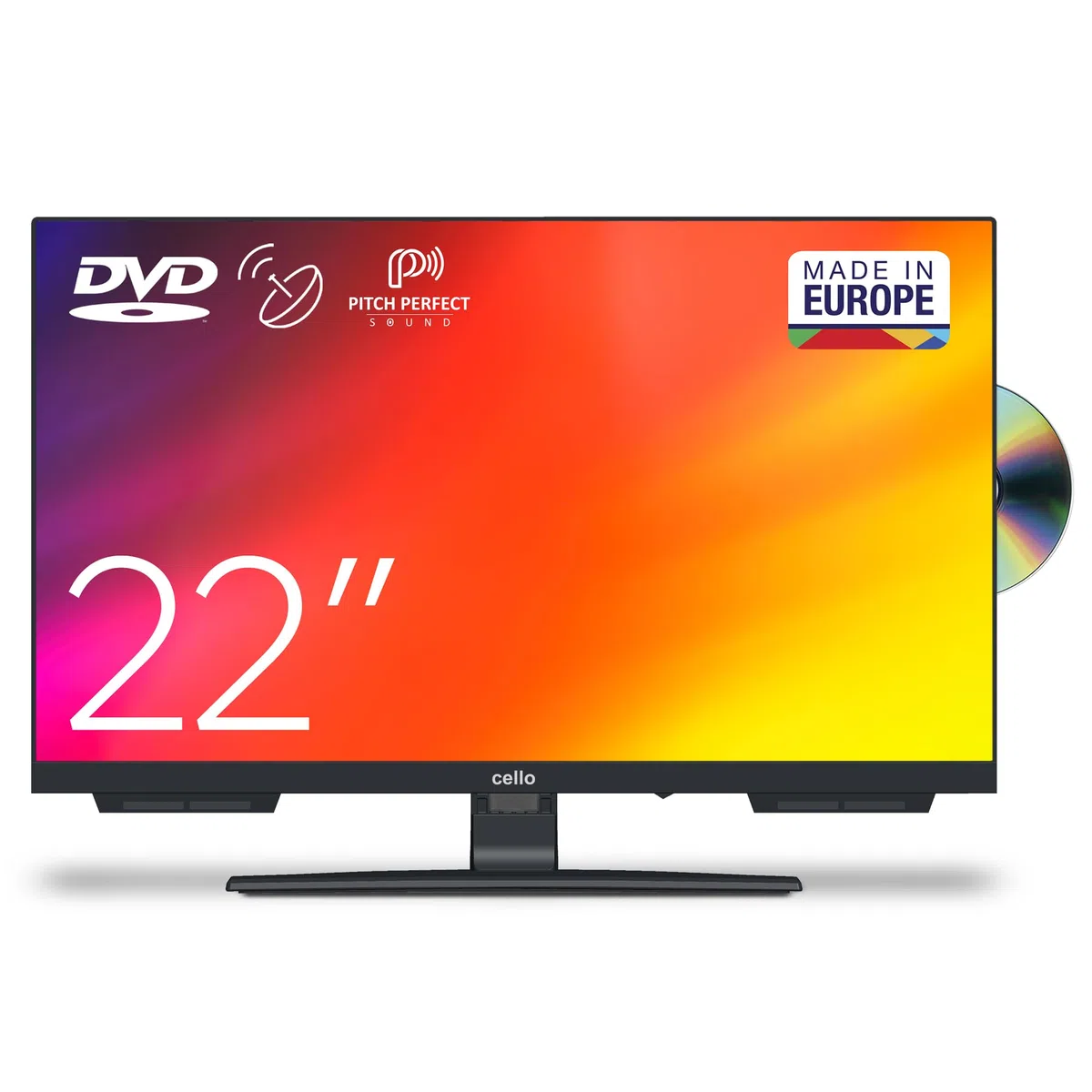 Cello C2224F 22 Zoll Full-HD LED-Fernseher mit DVD-Player, Nicht smart, Triple-Tuner DVB-C/S2/T2, USB-Aufnahme, HDMI, Pitch Perfect Sound