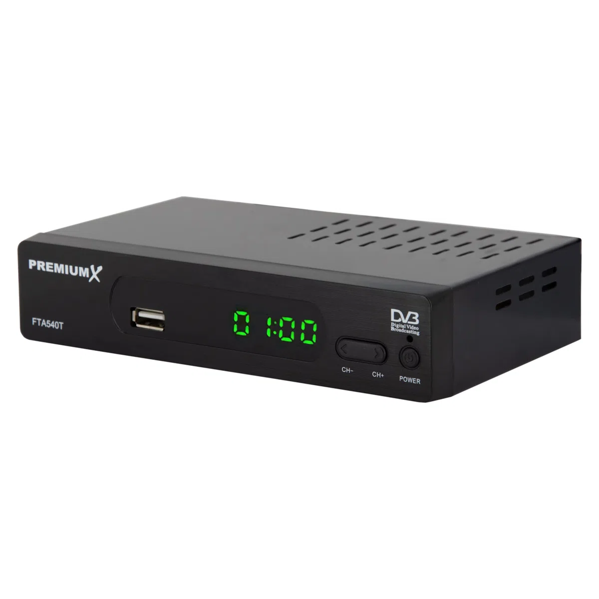 PremiumX FTA 540T Full HD Digitaler DVB-T2 terrestrischer TV Receiver H.265 HEVC | USB Mediaplayer SCART HDMI Antennenkabel | Auto Installation
