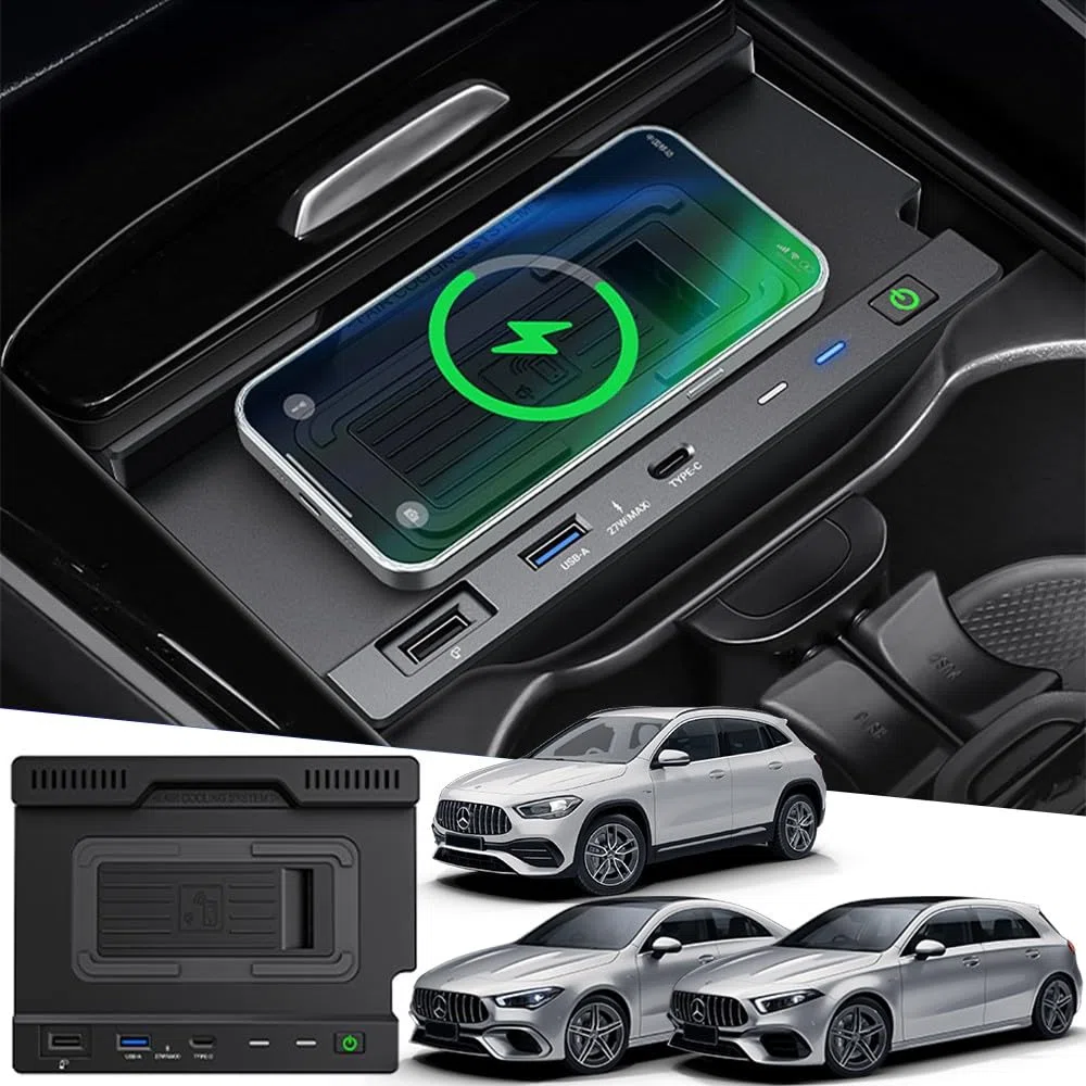 Kabelloses Ladegerät Auto für Mercedes-Benz A-Class GLA-Class AMG B-Class GLB-Class CLA-Class 2020-2023 15W Schnellladendes Handy-Ladegerät für Mercedes-Benz W177 H247 C118 W247 X247 Zubehör
