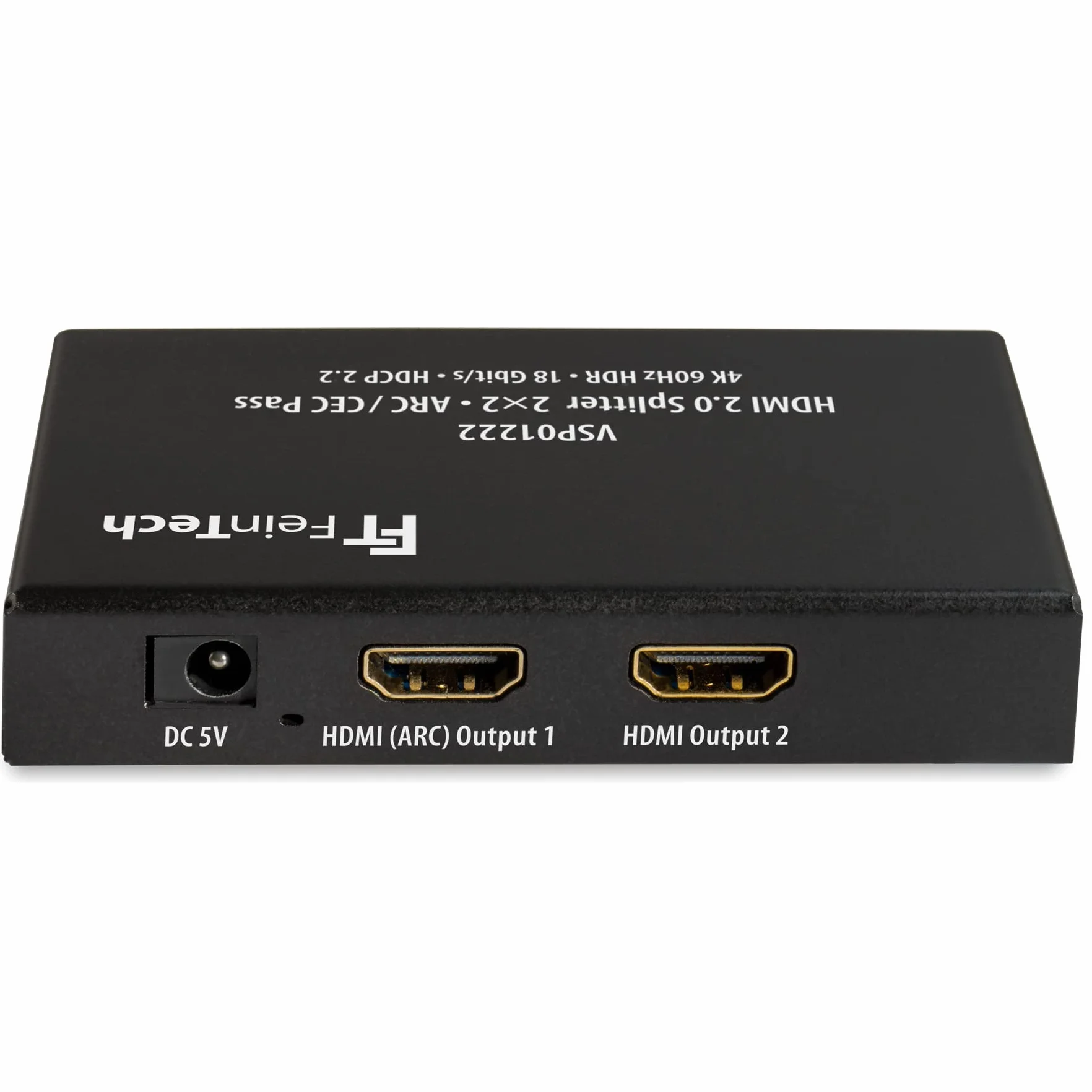 FeinTech VSP01222 HDMI 2.0 Splitter 2 Eingänge 2 Ausgänge Scaler ARC Pass für AV-Receiver 4K 60Hz HDR