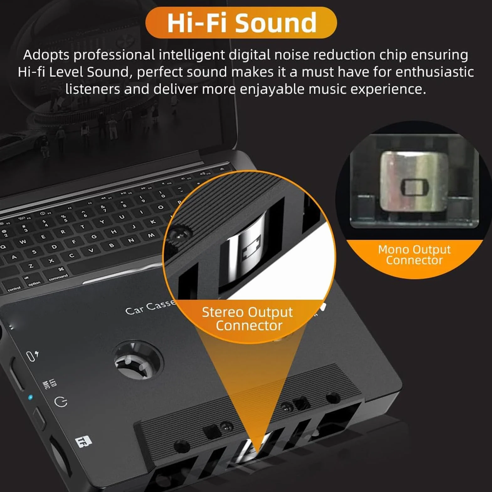 Car Audio Bluetooth Wireless Kassettenempfänger, BT5.4 Tape Player Kassette Aux Adapter mit Fernbedienung, für Anrufe, Musik