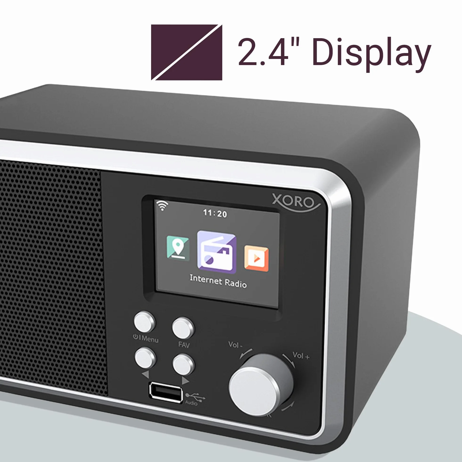 XORO DAB 300 IR digitales WLAN Internet Radio mit DAB+ & FM Empfang, Bluetooth 5.2, Podcast-Wiedergabe, 2,4" Zoll Farbdisplay, integriertem Wecker, Schwarz