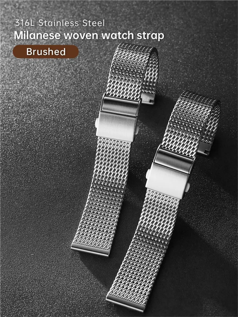 CZKE Uhrenarmbänder Edelstahl 316L 20mm 21mm 22mm Milano gewebte Uhrenarmbänder