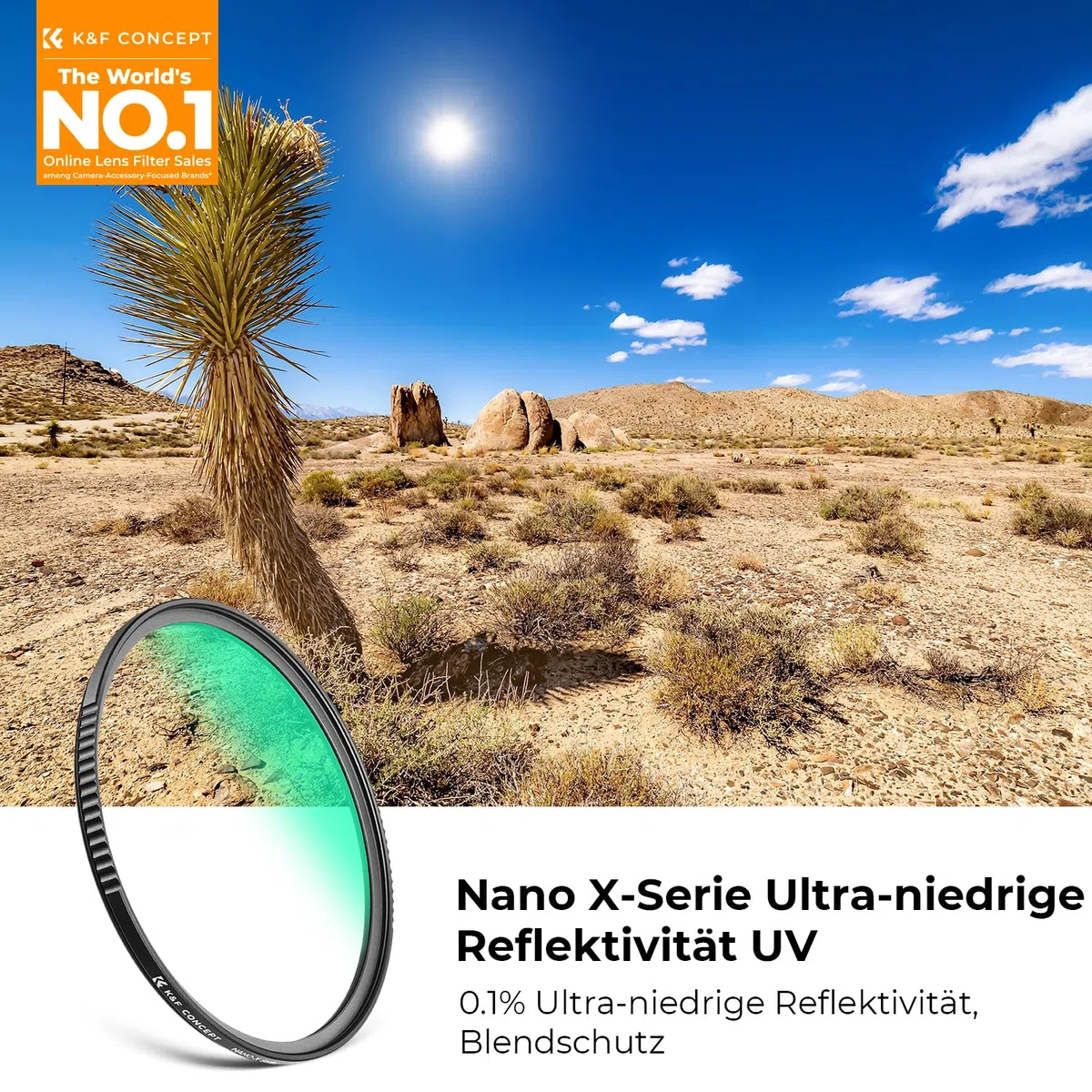 K&F CONCEPT Ultra-niedrige Reflexion UV Filter 82mm Schutzfilter (Nano Xcel)