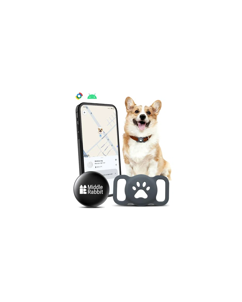 GPS Tracker Hund für Android, Hundetracker kompatibel mit Google Find Hub, ohne ABO, Bluetooth Tracker mit Silikonhülle für eigenes Hundehalsband