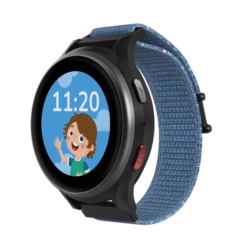 ANIO 6 Kinder-Smartwatch - mit GPS Tracker & SIM, Anrufe, Nachrichten, SOS, Schulmodus, Schrittzähler - ohne SIM-Karte, blau