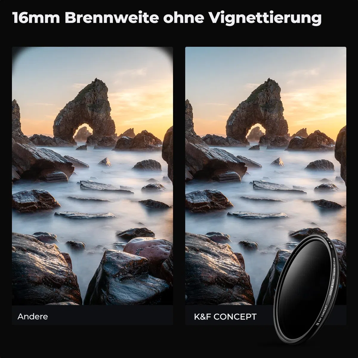 K&F CONCEPT 67mm ND Filter Variabler Graufilter ND2-ND400 (1-9 Blendenstufen) mit DREI Reinigungstücher für Landschaftsfotografie（Nano-Basic Serie）