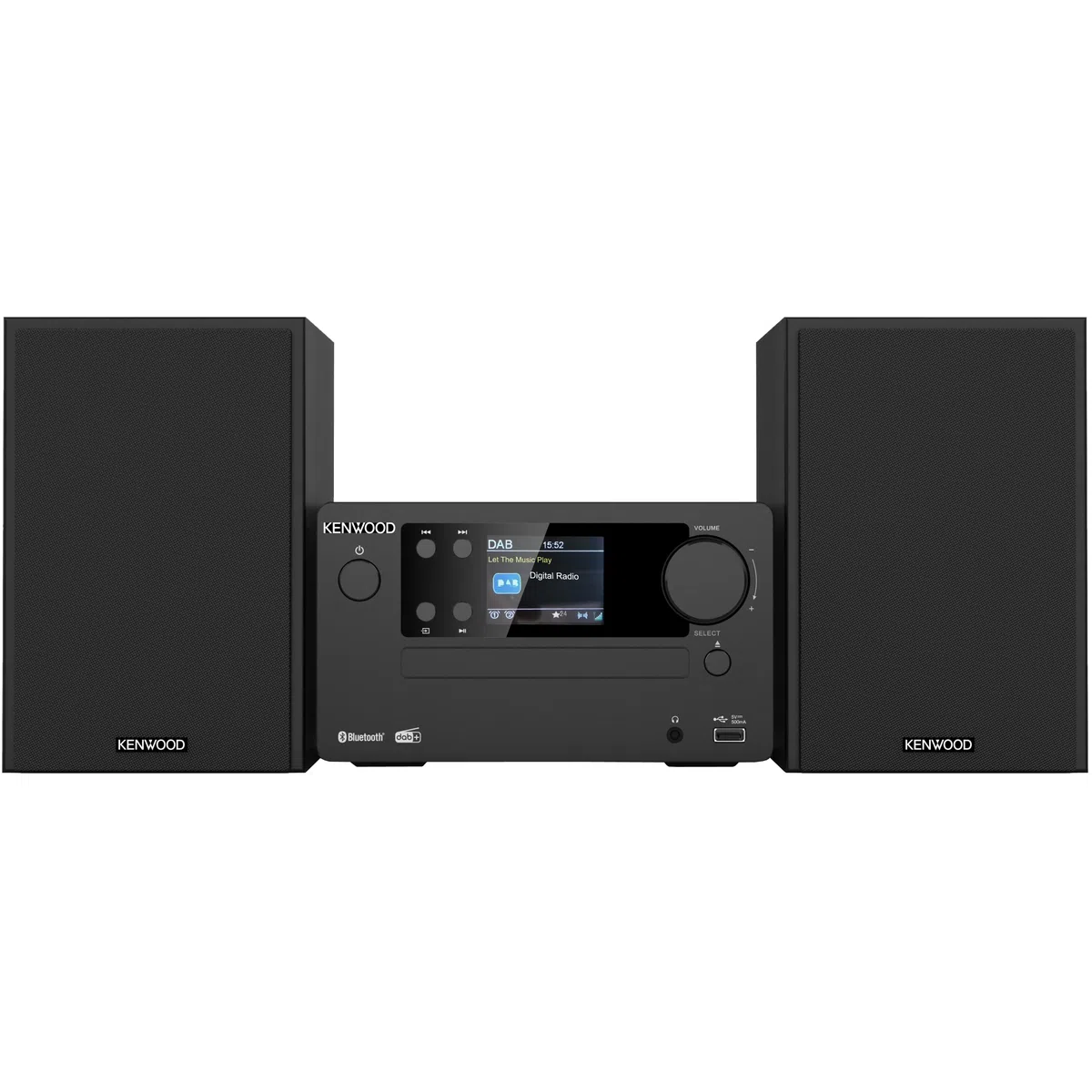 Kenwood M-725DAB-B - Stereo Micro HiFi-System mit DAB+, CD, USB, Bluetooth, 2 x 25 Watt RMS und TFT-Display; Midnight Black