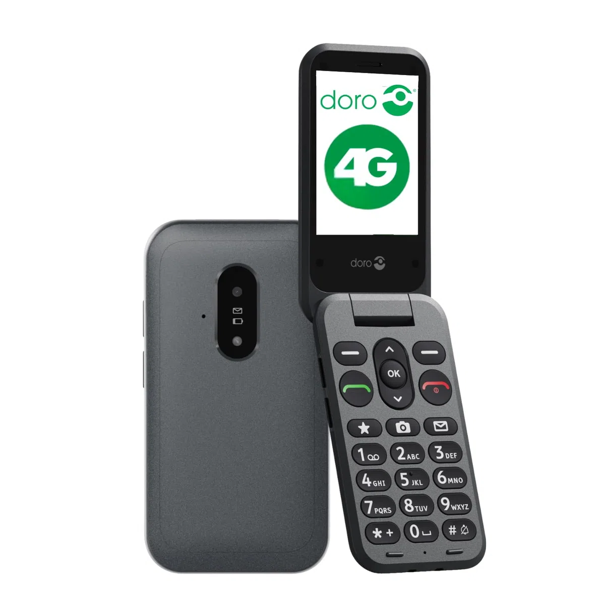 Doro Telefon Leva E20 – 4G Klapphandy für Senioren – 2,8 Zoll Display, kontrastreiche Tasten, besonders klarer Klang, HD Voice, Kamera, Secure-Taste – Schwarz