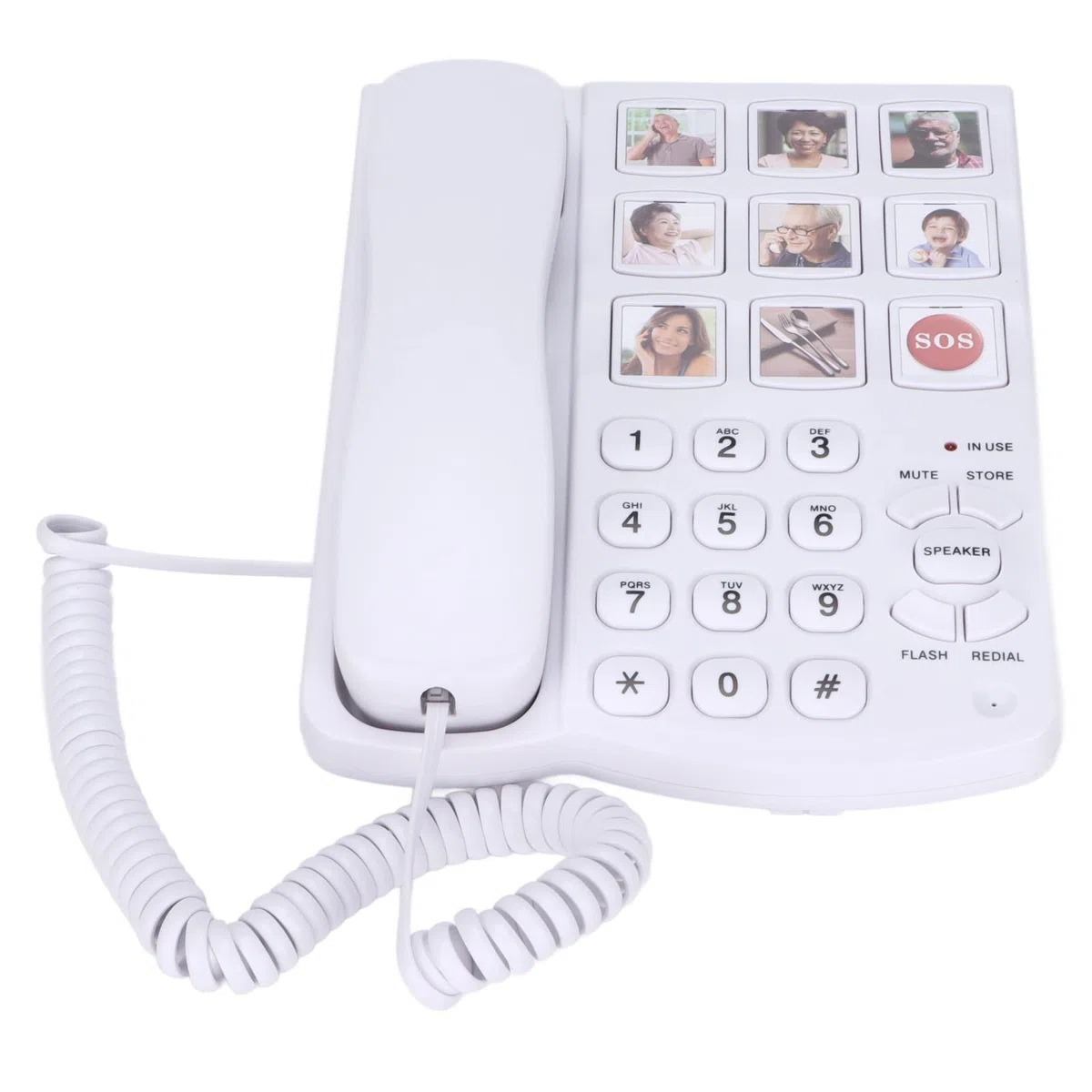 Annadue Seniorentelefon mit Großen Tasten, Verstärktem Fotospeicher Festnetz Telefon mit SOS Tasten, Schnurgebundenes Telefon für ältere Menschen mit SEH- und Hörbehinderung.