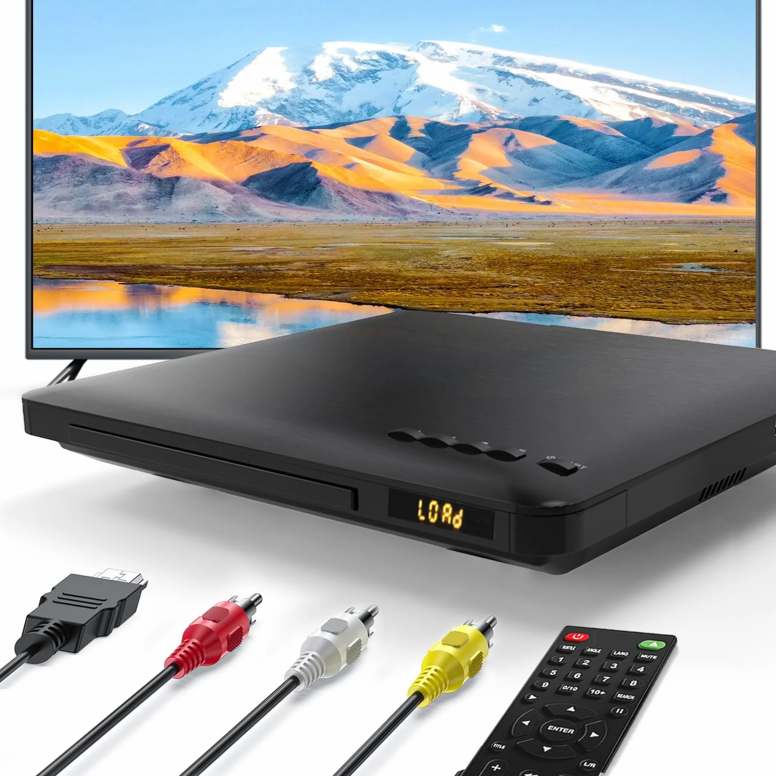 DVD Player für TV mit HDMI, Alle Region Free DVD-Player mit NTSC/PAL-System, CD-Player für Heim-Stereoanlage, HDMI/RCA-Kabel im Lieferumfang, Fernbedienung (ohne Batterie)