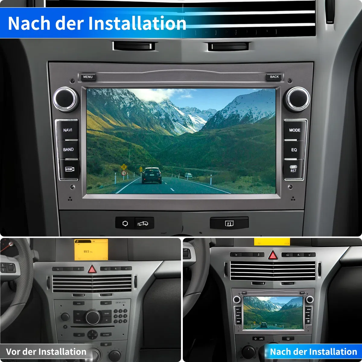 Autoradio für Opel Astra Corsa Zafira, Android 13 System 2G+32GB mit GPS-Navigation CarPlay Android Auto WLAN Bluetooth MirrorLink, 7-Zoll-Touchscreen FM-Radio Lenkradsteuerung, Grau