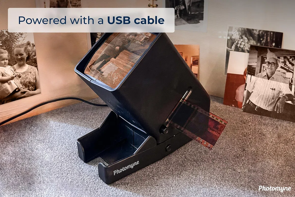 Film-Negativ-Betrachter mit 3-facher Vergrößerung, LED-Licht, USB- oder batteriebetrieben, 35 mm