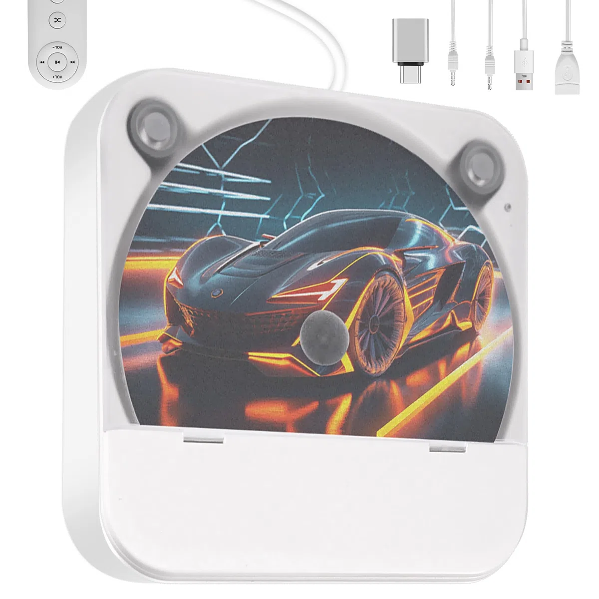 Auto CD Player Laufwerk mit USB-Anschluss - Extern Universal CD Player für Auto PKW LKW, Extra USB-Verlängerungskabel, Externes CD Laufwerk für Laptop, PC, Fernseher, kompatibel mit Android Autoradio