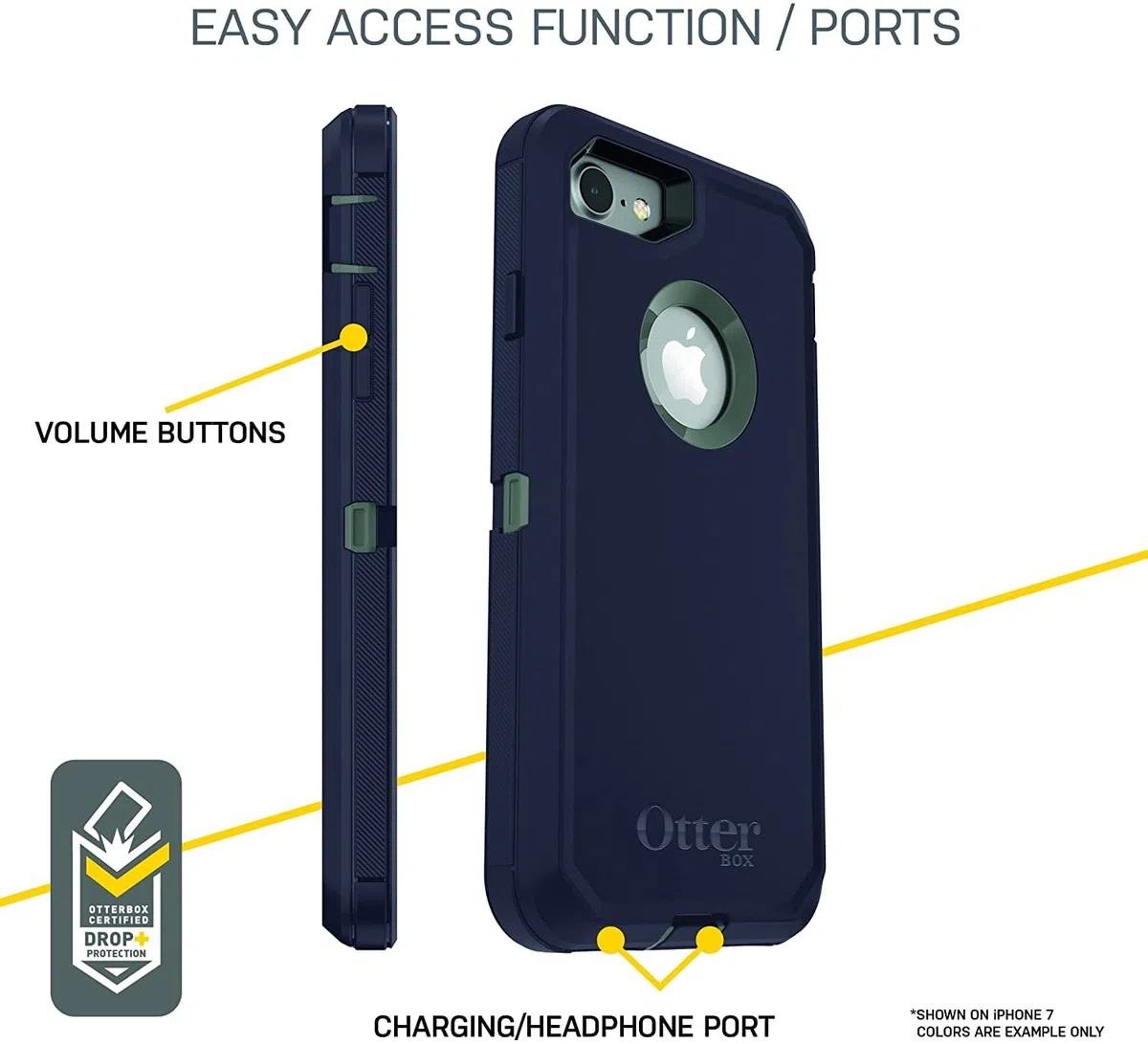 OtterBox Defender Hülle für iPhone 7/8/SE 2. gen/SE 3. gen, stoßfest, sturzsicher, Ultra-robust, schützende Hülle, 4X getestet nach Militärstandard, Schwarz, Keine Einzelhandelsverpackung