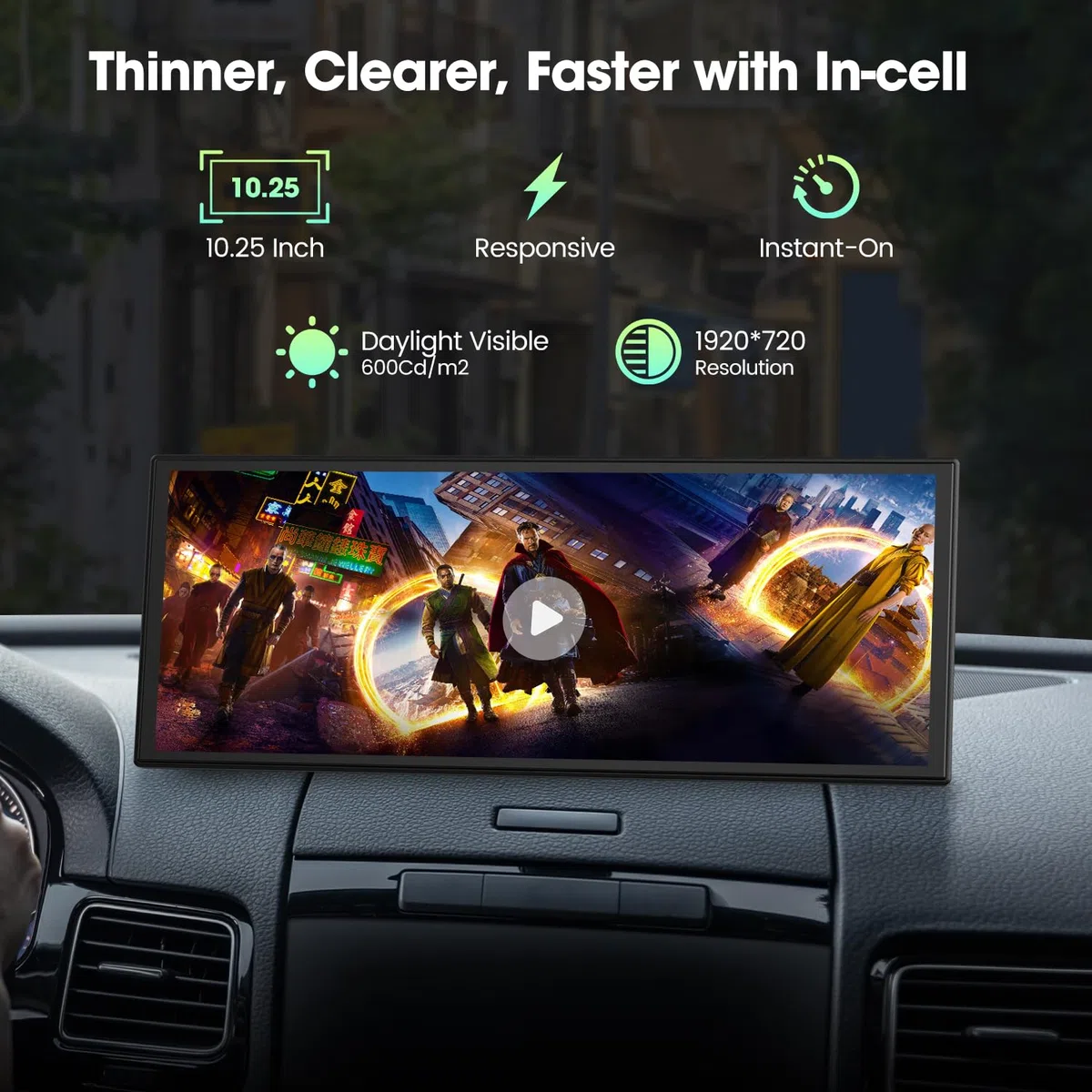 LAMTTO CarPlay Display 10,25" Android Auto Bildschirm mit Net-Flix YouTube | Wireless Apple CarPlay & Android Auto mit Rückfahrkamera, Dual-Bluetooth Navigation OTA-Updates Mirror Link Sprachassistent