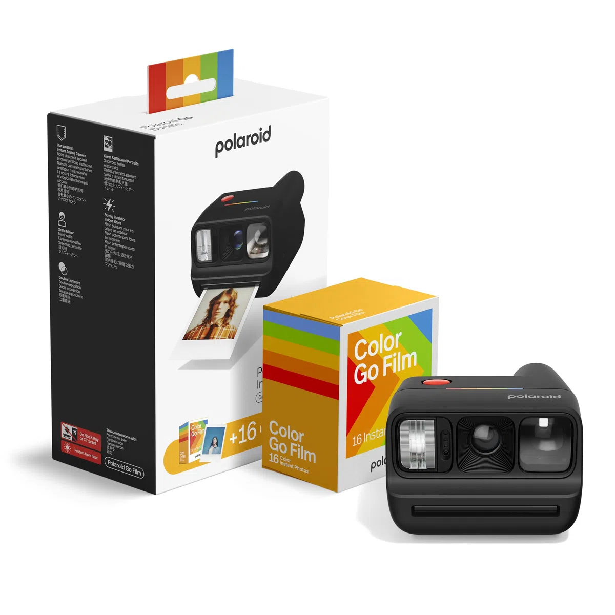 Polaroid Go Gen 3 Sofortbildkamera Schwarz + Go Farbfilm 16 Fotos Bundle