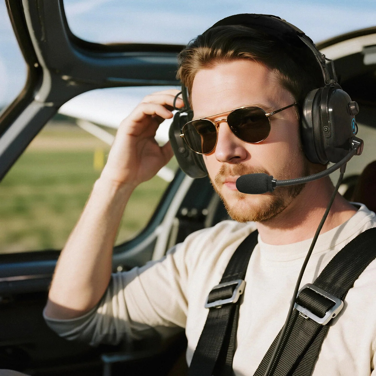 AIRVOICE Aviation Headset mit Geräuschunterdrückungsfunktion, für Piloten mit bequemen Ohrpolstern und flexiblem Mikrofon, PNR Luftfahrt-Headset für Piloten mit Tragetasche