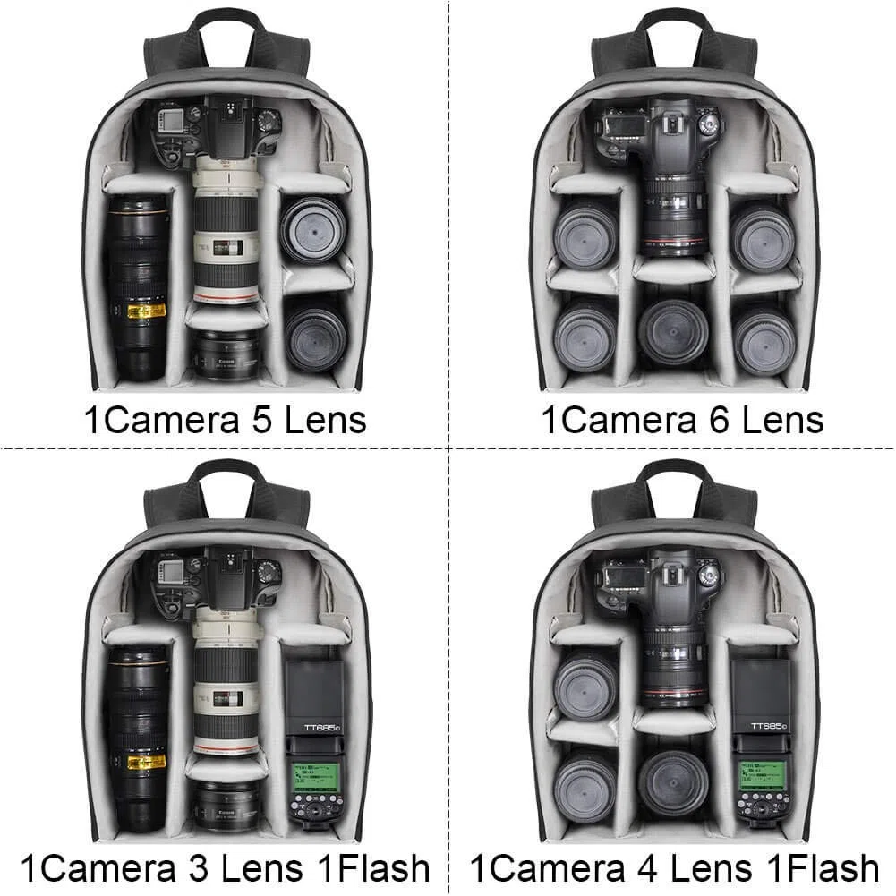 CADeN Kamerarucksack Camera Backpack Wasserabweisend Kameratasche Fototasche Kompatibel mit Sony Canon Nikon（Schwarz）