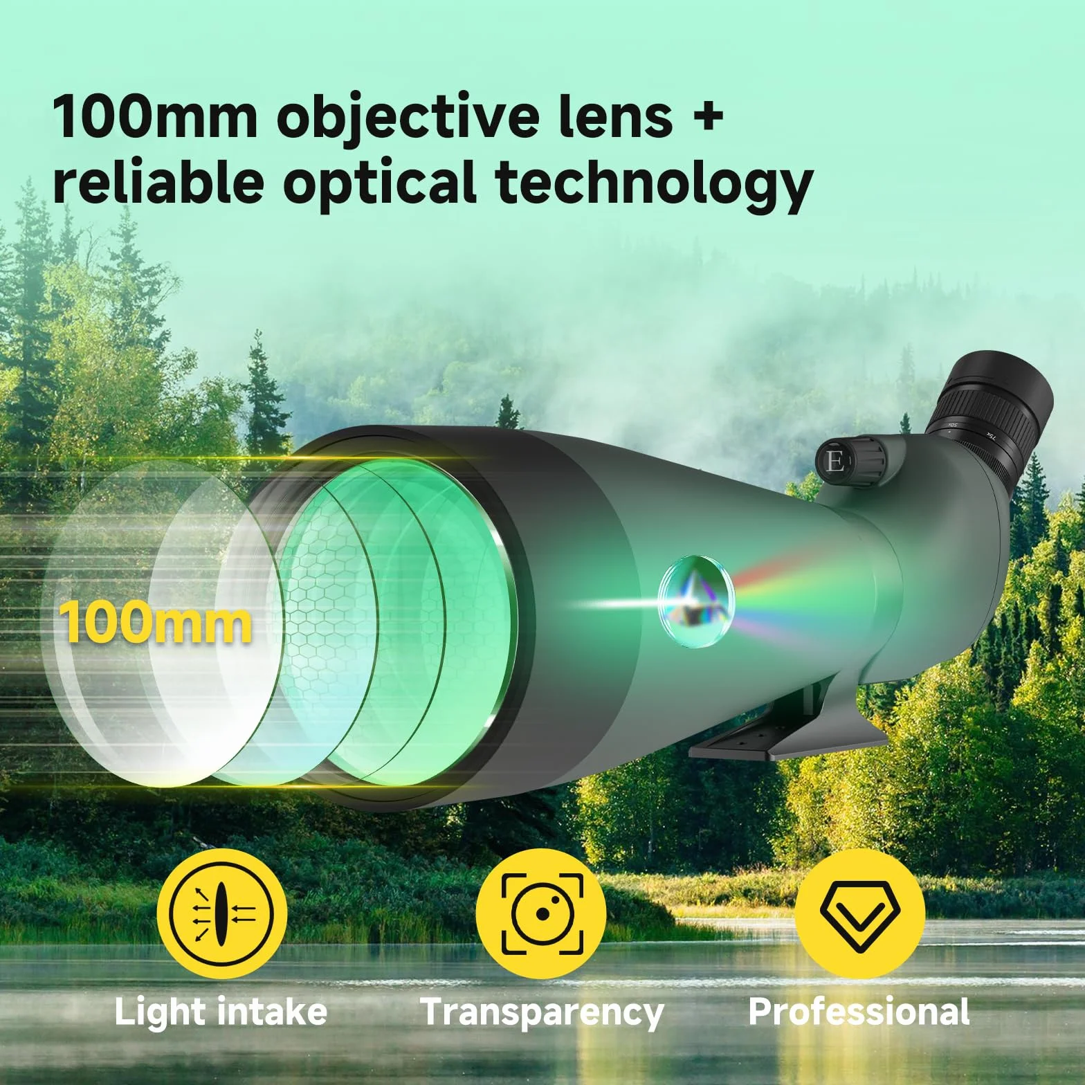 Svbony SV28 25-75x100mm Spektiv mit Stativ, Großes Sichtfeld, Helle und Klare Bilder, HD BAK4 Porro Prisma FMC, Spektive für Spektive für Sportschützen Vogelbeobachtung Wildtiere