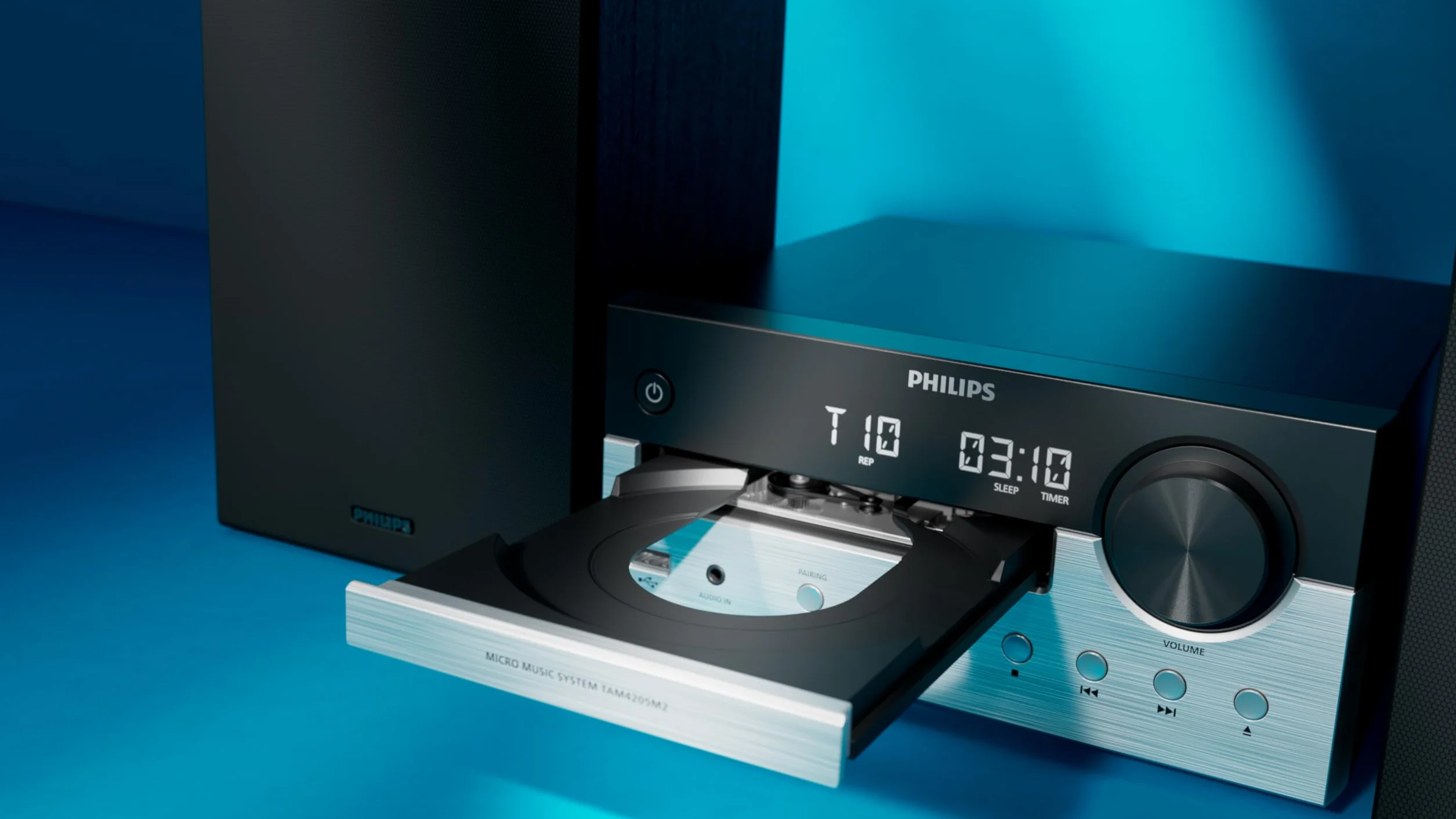 Philips TAM4205M2 Mikro-Hi-Fi-Anlage – 80 W, Bassreflex-Lautsprecher, CD, UKW, USB, Audio-Eingang, Bluetooth 5.4, Auracast, Digital Sound Control, Fernbedienung, umweltfreundliche Verpackung