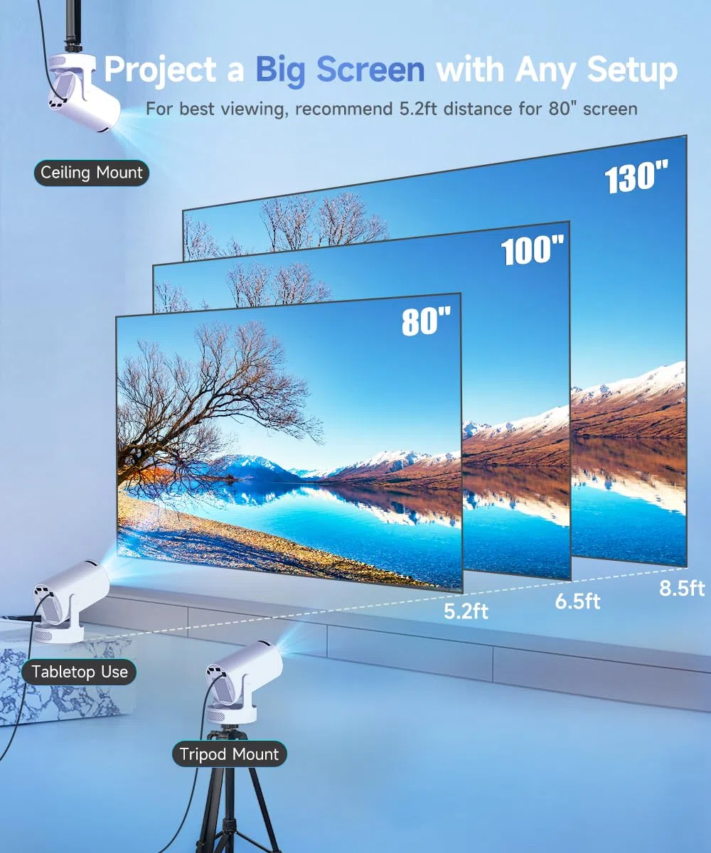 Magcubic Mini Beamer 4K HY300pro+ Android 14 Auto Trapezkorrektur WiFi 6 BT 5.4 180°Dreh 5W Lautsprecher