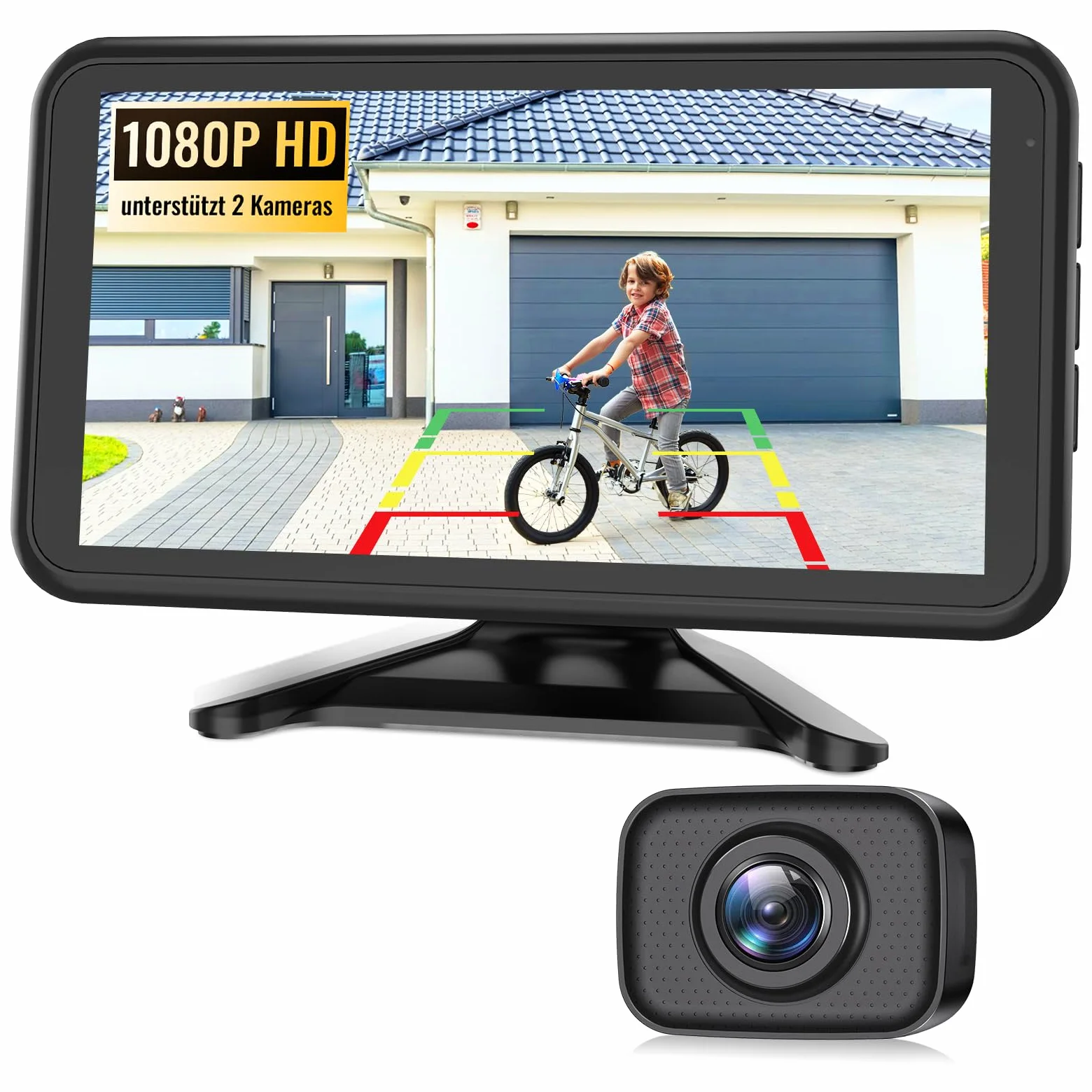 AUTO-VOX W12 Rückfahrkamera Kabellos 5" LCD 1080P Funk 2 Kameras IP69K Wasserdichter Nachtsicht für Auto LKW Wohnmobil