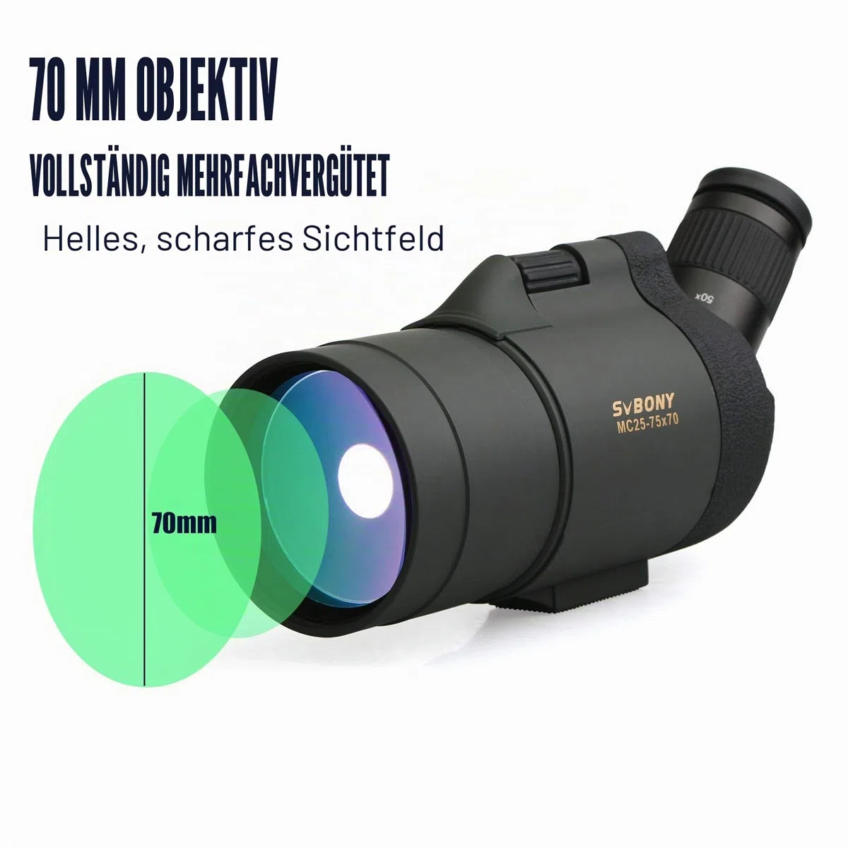 Svbony SV41 Mak Spektiv mit WiFi-Kamera Und Adapter M48 auf M42, 25-75x70 Mak Telescope, BAK4 Prism FMC Optics Wasserdicht Spektiv mit Stativ für Vogelbeobachtung Sportschützen Wildlife Scenery Mond