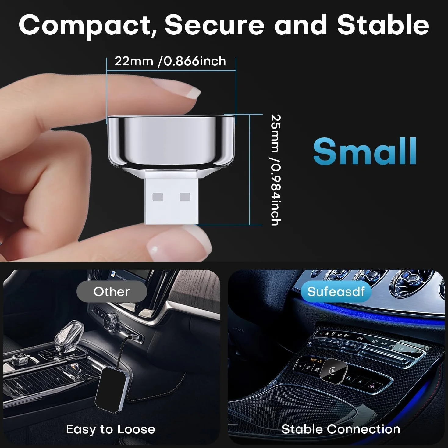 Wireless CarPlay Adapter,Schnelles Upgrade auf Kabellos für Apple CarPlay & Android Auto, Plug & Play, Bluetooth 5.0, Mini & stabile 5GHz WLAN, kompatibel iOS 10+/Android 11+ & Autos ab 2016