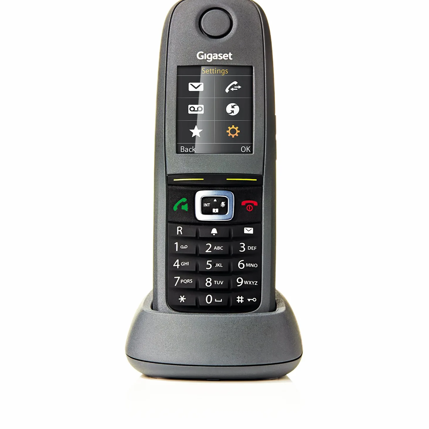 Gigaset R650H PRO Mobilteil Erweiterung mit Ladeschale- stoßfesten Gummigehäuse - wasserabweisend und staubsicher IP65, HD-Voice, LED für optische Rufanzeige, grau