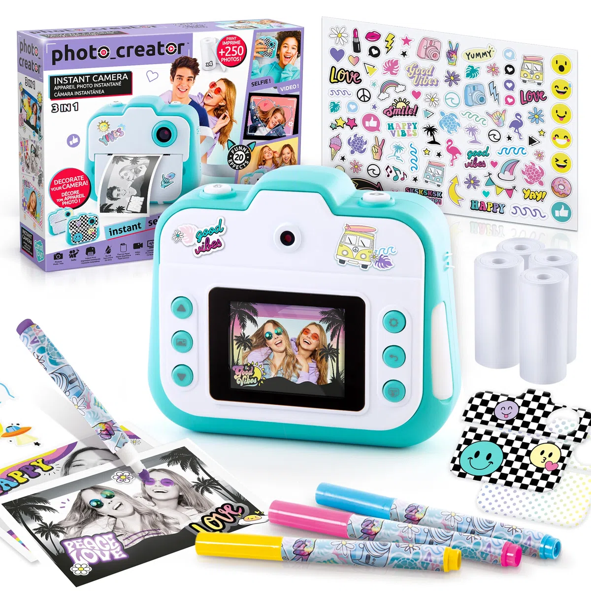 Canal Toys Photo Creator 3-in-1 Sofortbildkamera Türkis Selfie- und Videokamera Geschenkkamera Kinder ab 8 Jahren 250 Aufnahmen