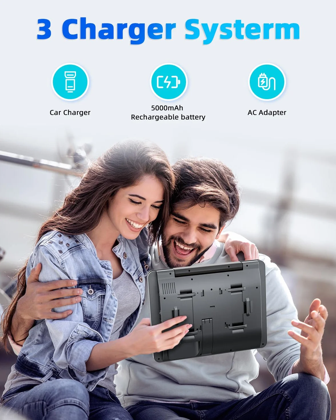 Arafuna 12" DVD Player Auto 2 Bildschirme, Wiederaufladbar Kopfstütze für Auto, Unterstützung USB/TF-Karte, Sync Screen, und letzter Speicher