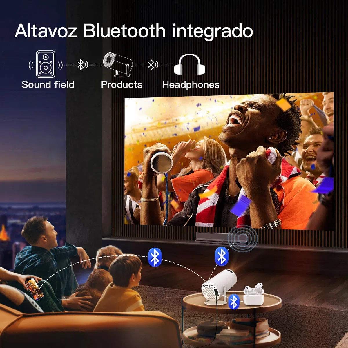 Mini-Projektor mit WiFi und Bluetooth, Smart Vision Beam Projektor mit Android 11, Outdoor Portable Proyector, 1080P Unterstützung, Auto Keystone Home Movie Projektor für Telefon/PS4, LYNCAST
