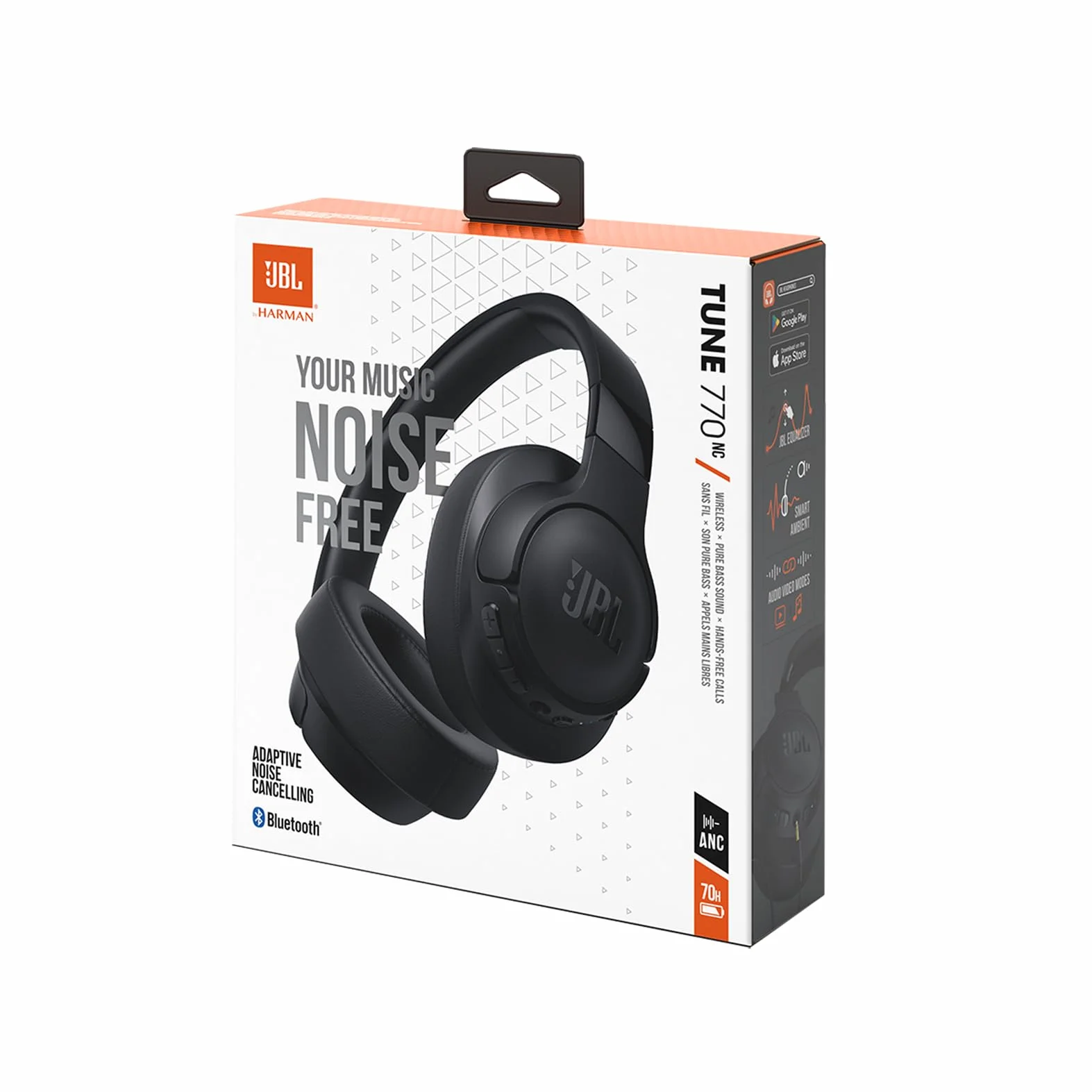 JBL Tune 770 NC – Kabellose Over-Ear-Kopfhörer mit adaptivem Noise-Cancelling und faltbarem Design – Bis zu 70 Stunden Akkulaufzeit mit Schnellladefunktion – Schwarz
