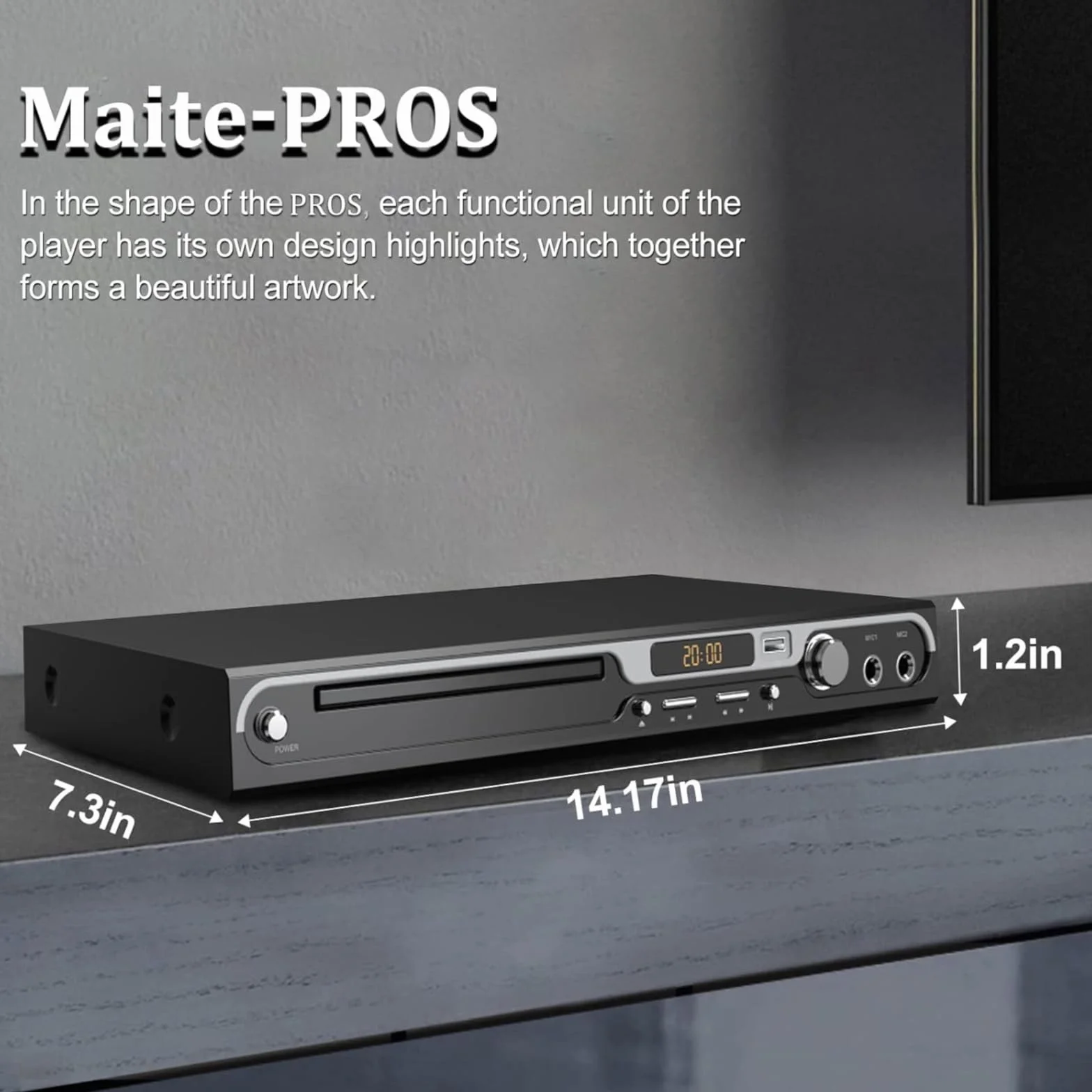 Maite 1080P HD DVD Player für TV - Region Free mit doppelten Mikrofoneingängen, USB & HDMI/AV Ausgang, Metal Tasten und Dolby Sound