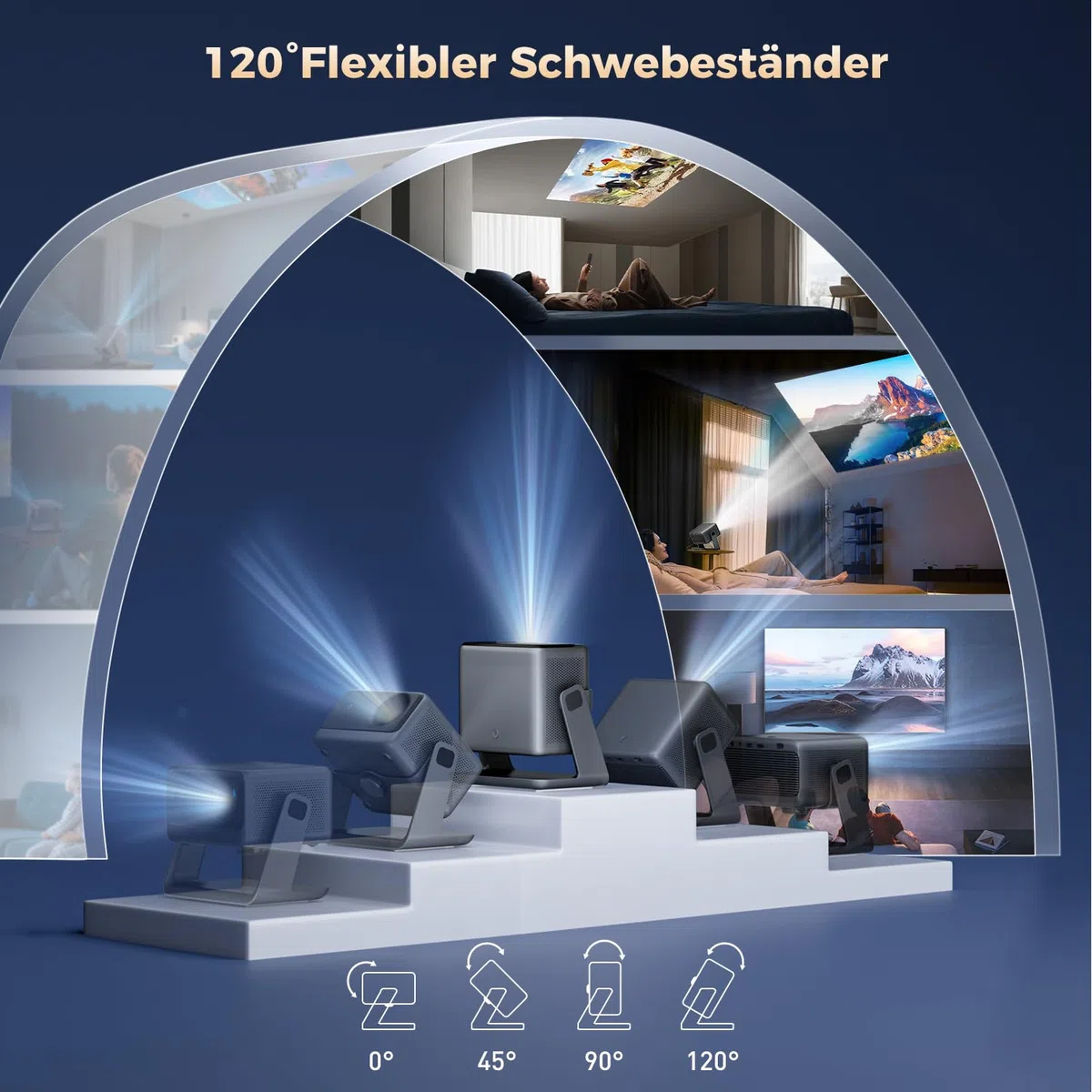 AMEELA 1080P Beamer mit WiFi und Bluetooth, Autofokus/Trapezkorrektur, 30000 Lumen, Dolby Audio, Videoprojektor für IOS/Android/PS5