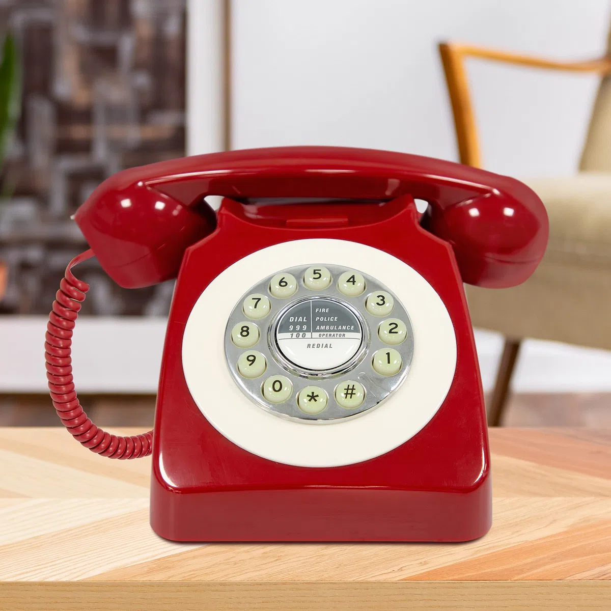 Benross 44510 Klassisches Telefon im Retro-Vintage-Stil, Rot