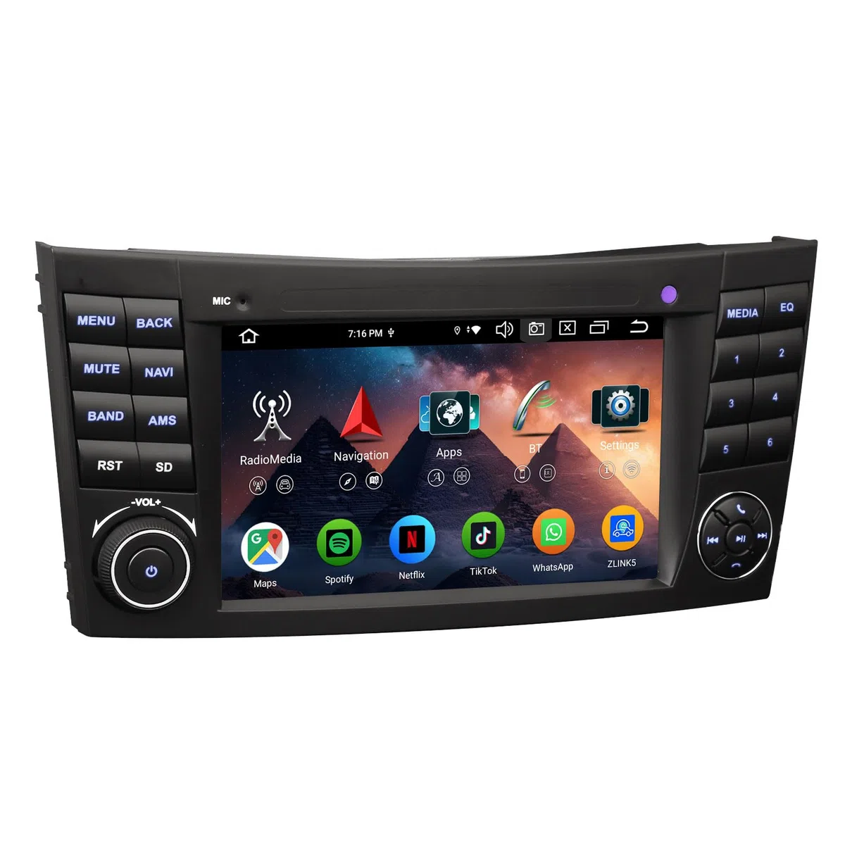 Erisin 8-Kern 4GB+64GB 7 Zoll Android 16 Autoradio Bluetooth GPS Navi für Mercedes Benz E Klasse W211 CLS Klasse W219 Unterstützt CarPlay Android Auto WiFi 4G DSP DAB+ OBD2 DTV USB Canbus Touchscreen