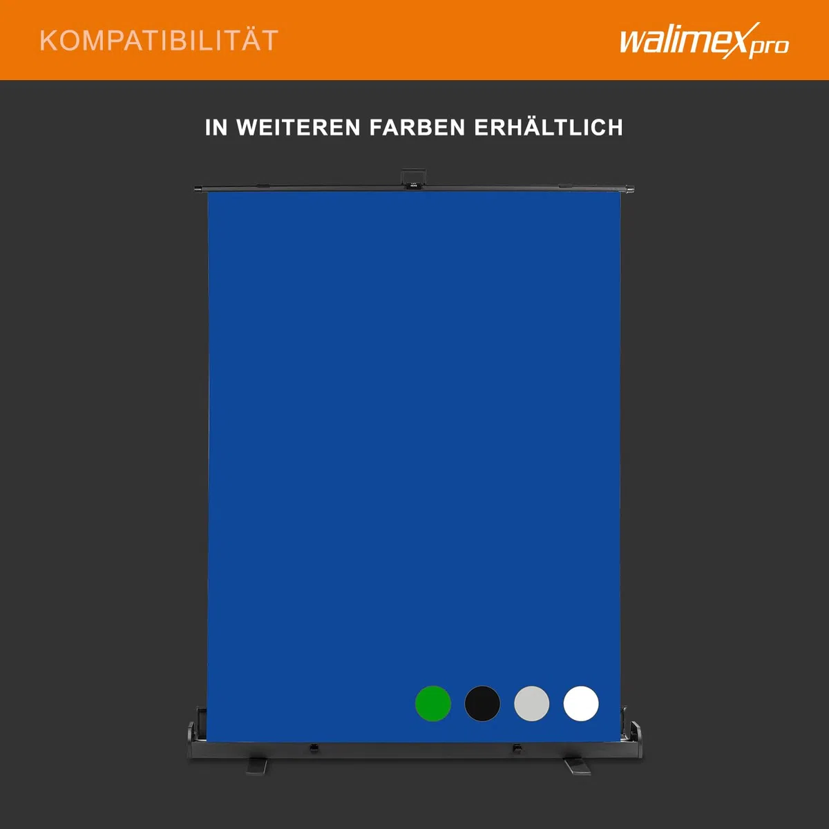 Walimex pro Roll-up Panel Hintergrund grau 155 x 200 cm, Fotohintergrund mit Transportbox, Hintergrundsystem für Fotostudio, knitterfreie Fotoleinwand ideal für Portraits und dezente Lichtakzente