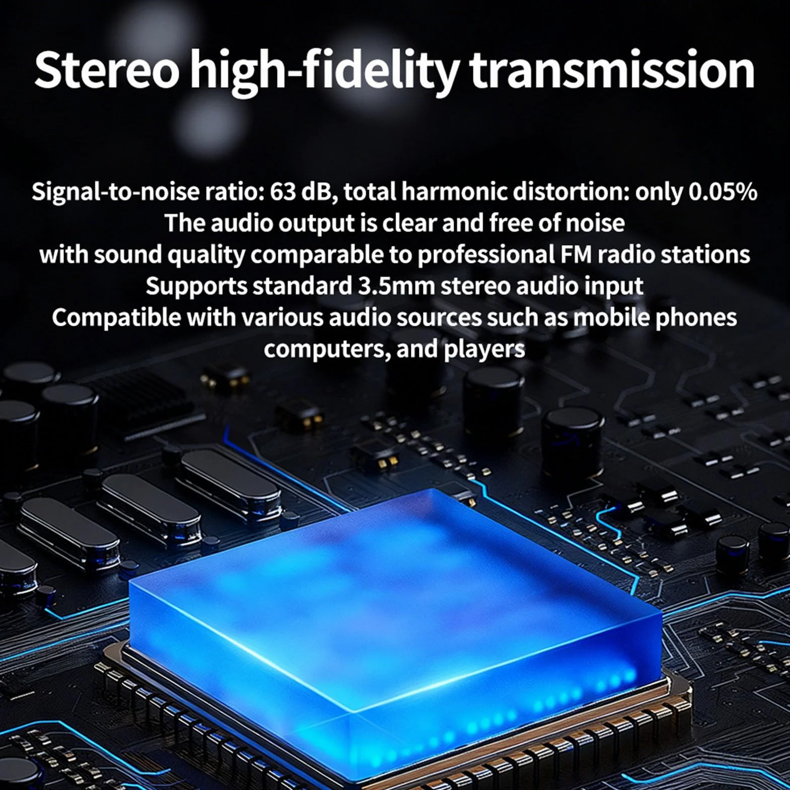 Jectse Digitales FM-Sendermodul, 2000 M 500 MW FM-Stereosender, 3,5-mm-Anschluss, USB-C-Anschluss, für Kleine -Radiosender, Telefon, PC, MP3 (Black)