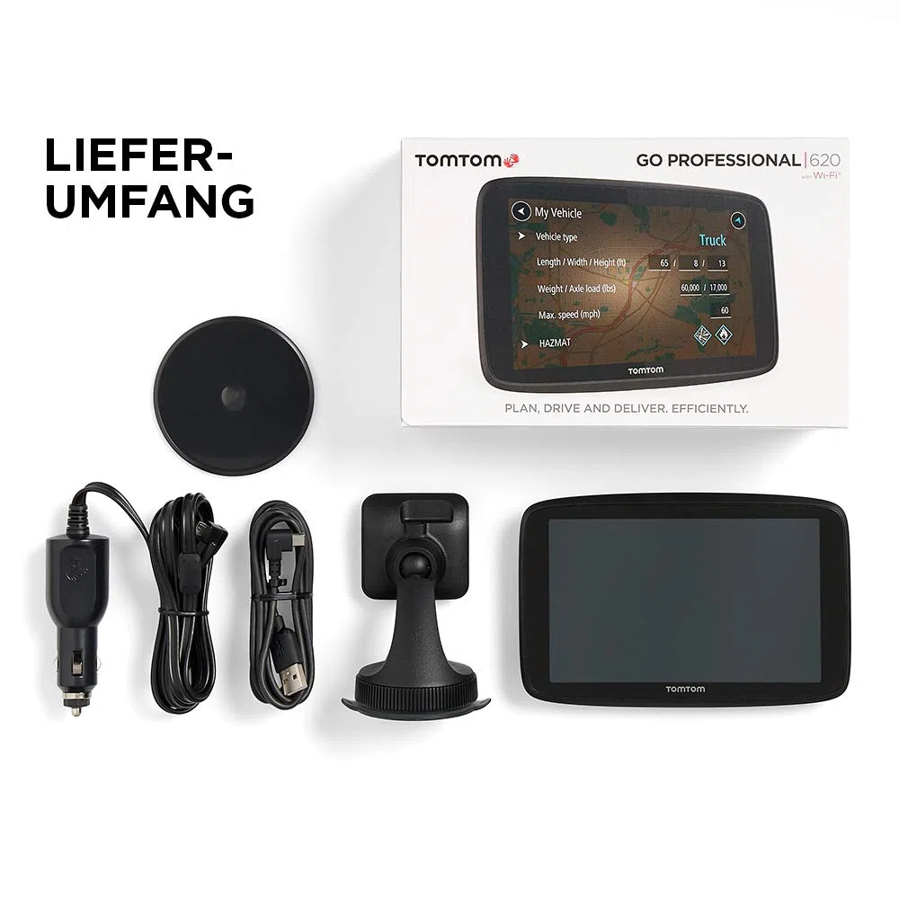 TomTom LKW Navigationsgerät GO Professional 620 (6 Zoll, Sonderziele und Routen für LKW, Stauvermeidung dank TomTom Traffic, Karten-Updates Europa, Updates über Wi-Fi, hochwertige Halterung)
