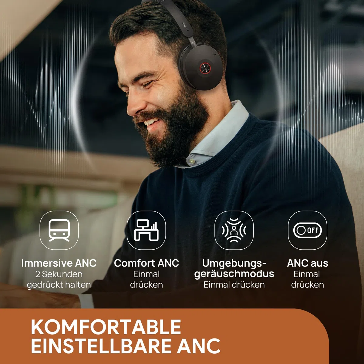 Yealink BH74 mit Ladestation ANC Kabelloses Bluetooth Headset mit Mikrofon, 6X Hybride Geräuschunterdrückung Mic, Stereo On Ear Kopfhörer Bluetooth, 32H Sprechzeit, Microsoft Teams Zoom Zertifiziert
