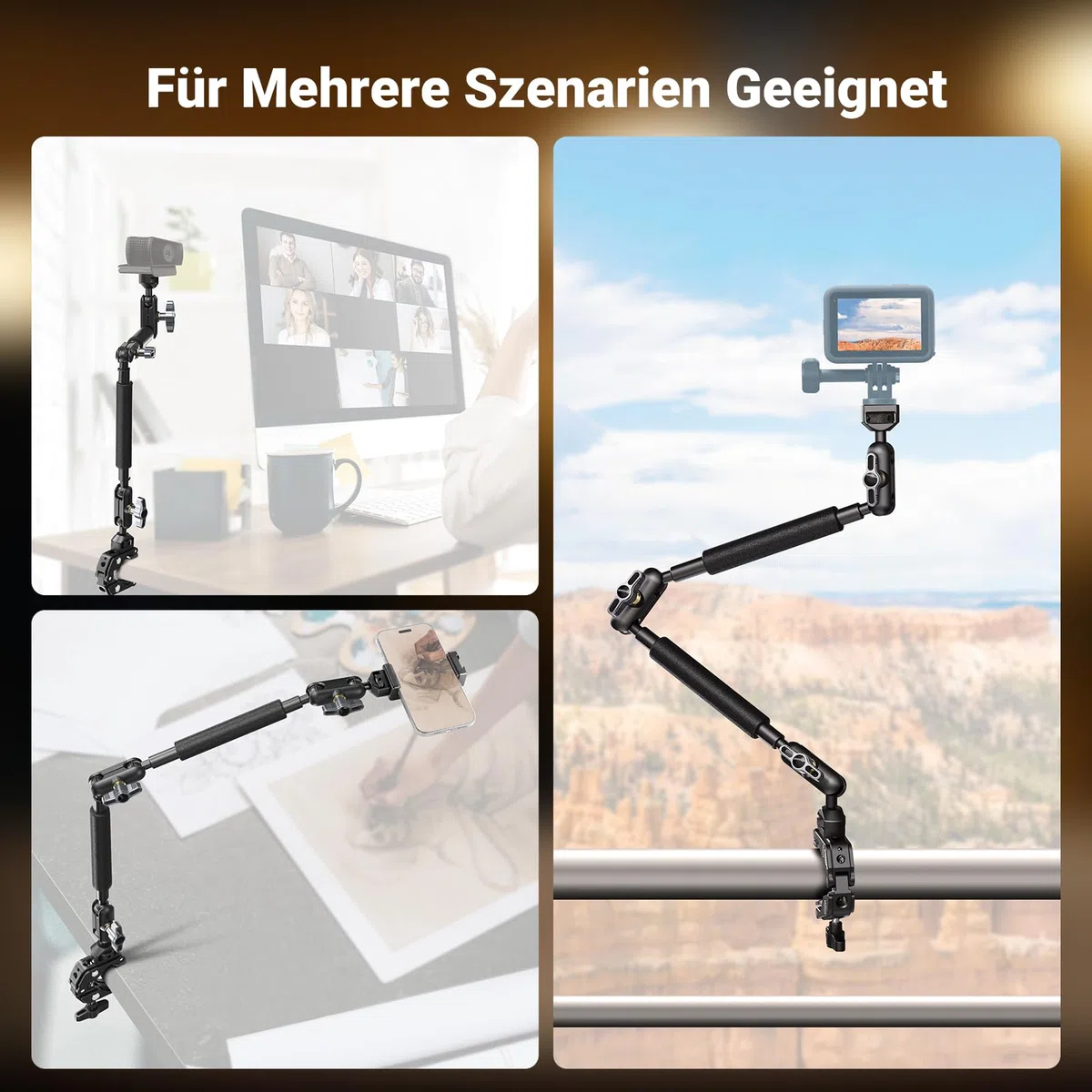 NEEWER 22" Magic Arm mit Klemme, Überkopf Tischkamera Telefonhalterung mit Doppel Kugelkopf Gelenkarm, 1/4" 3/8" Gewinde, Telefonhalter kompatibel mit iPhone DSLR Action Kamera Videoleuchte, UA057
