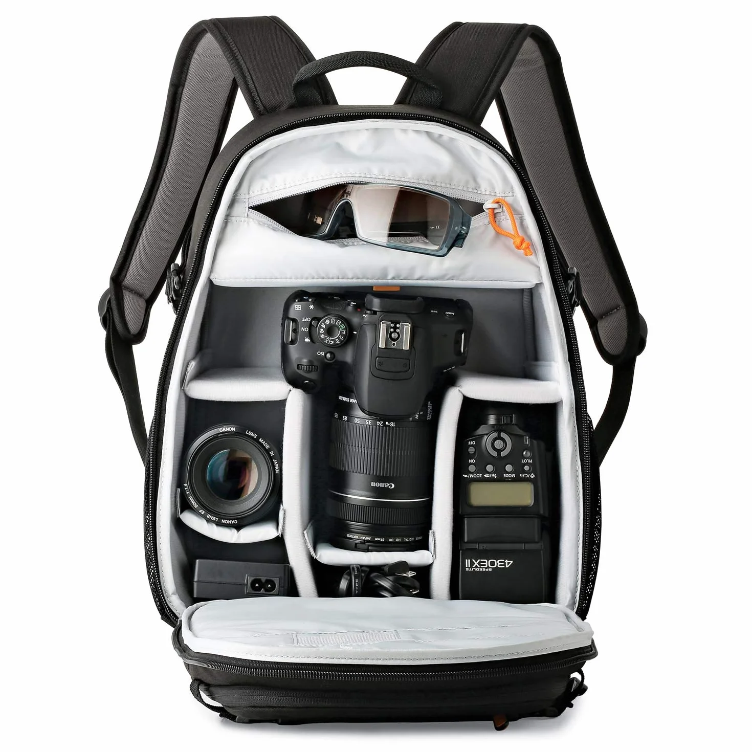 Lowepro Tahoe 150 Rucksack für Kamera mit anpassbarem Innenraum, passend für DSLR mit Objektiv, zusätzliches Objektiv, 10-Zoll-Tablet, Schwarz, LP36892-PWW