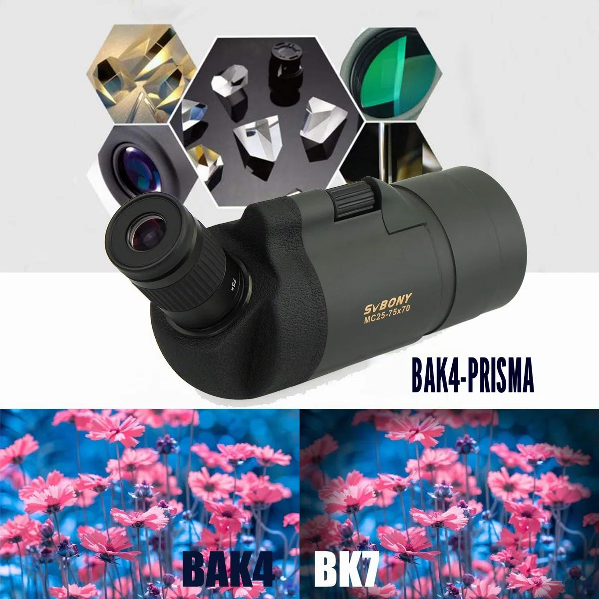 Svbony SV41 Mak Spektiv mit WiFi-Kamera Und Adapter M48 auf M42, 25-75x70 Mak Telescope, BAK4 Prism FMC Optics Wasserdicht Spektiv mit Stativ für Vogelbeobachtung Sportschützen Wildlife Scenery Mond