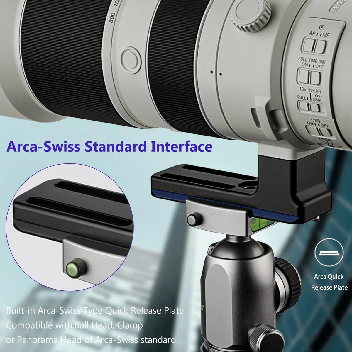 Haoge Objektivfuß für Sony FE 400-800 mm f/6.3-8 G OSS Objektiv 400 800 integrierte Arca-Typ-Schnellwechsel-Basisstützplatte Austauschfuß für Objektive LF-S480