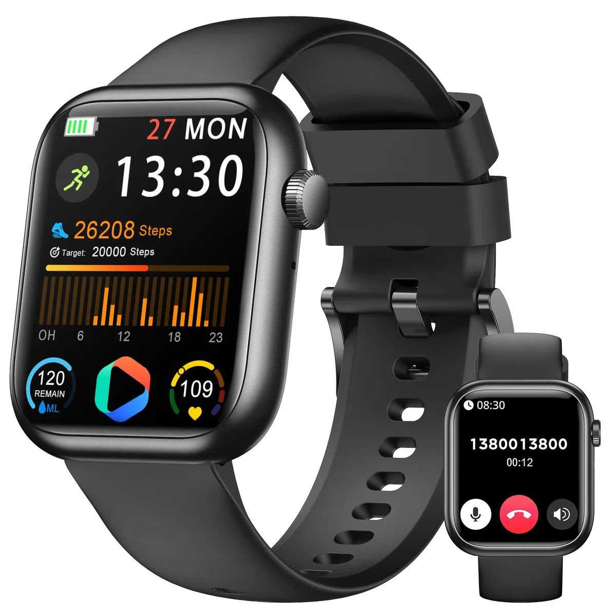 Smartwatch Damen Herren 1.83" HD Fitness Tracker mit Schrittzähler Blutdruckmessung Pulsuhr Telefonfunktion Schlaftracker 120+ Sportmodi IP68 Wasserdicht für iPhone Android