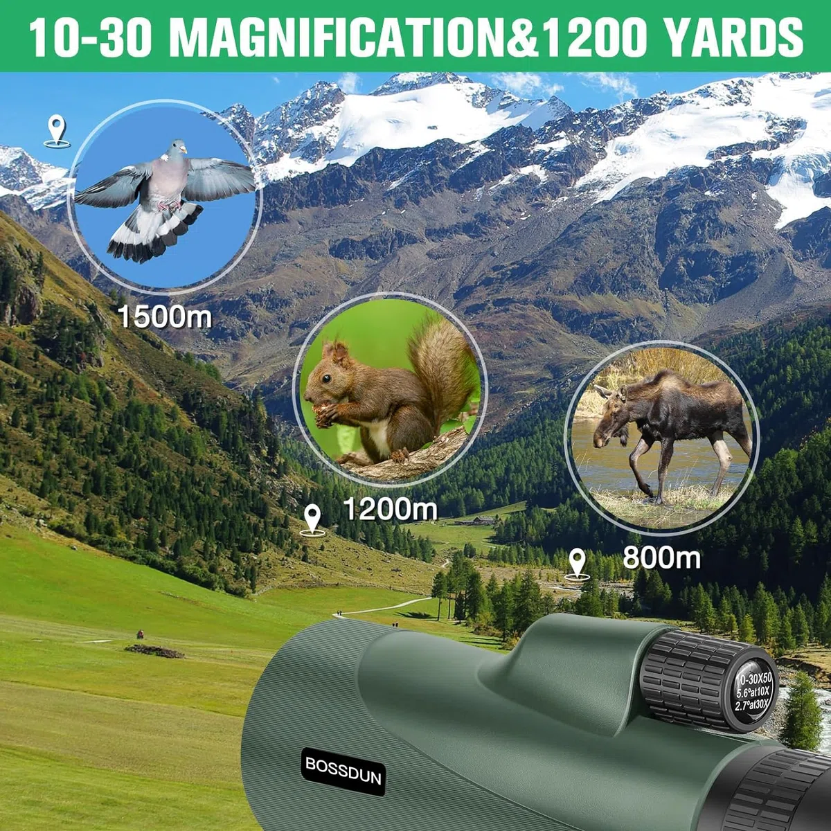 Zoom Monokulars Teleskop, Hochleistungs Monokulars Teleskop für Smartphone mit Stativ, HD Monokulars für Erwachsene, größere Vision Monokulare für Wandern Jagd Stargazing Vogelbeobachtung (Green)