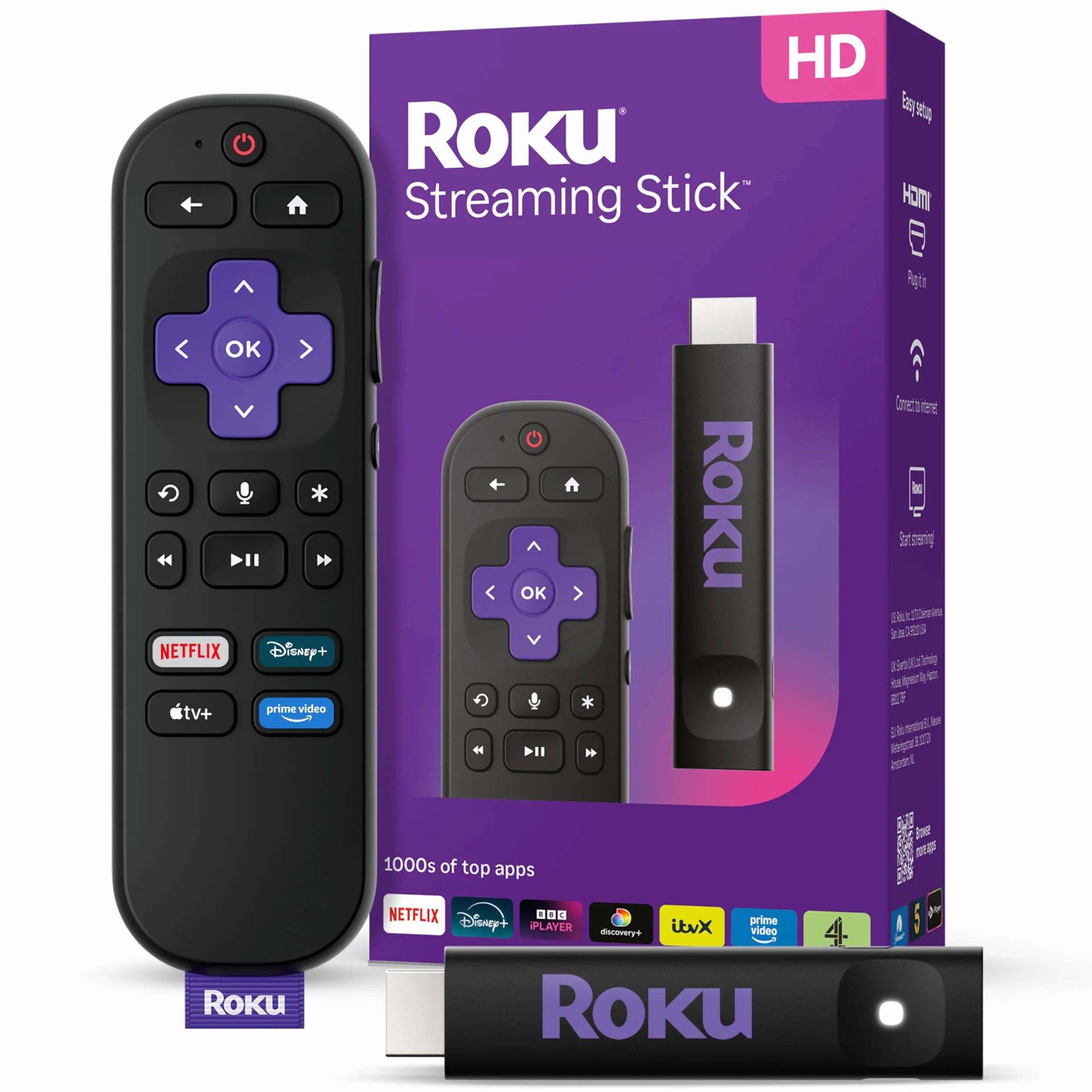 Roku® Streaming Stick™ 2025 - HD-HD-Streaming-Gerät für TV mit Sprachfernbedienung - Kostenlos und Live-TV
