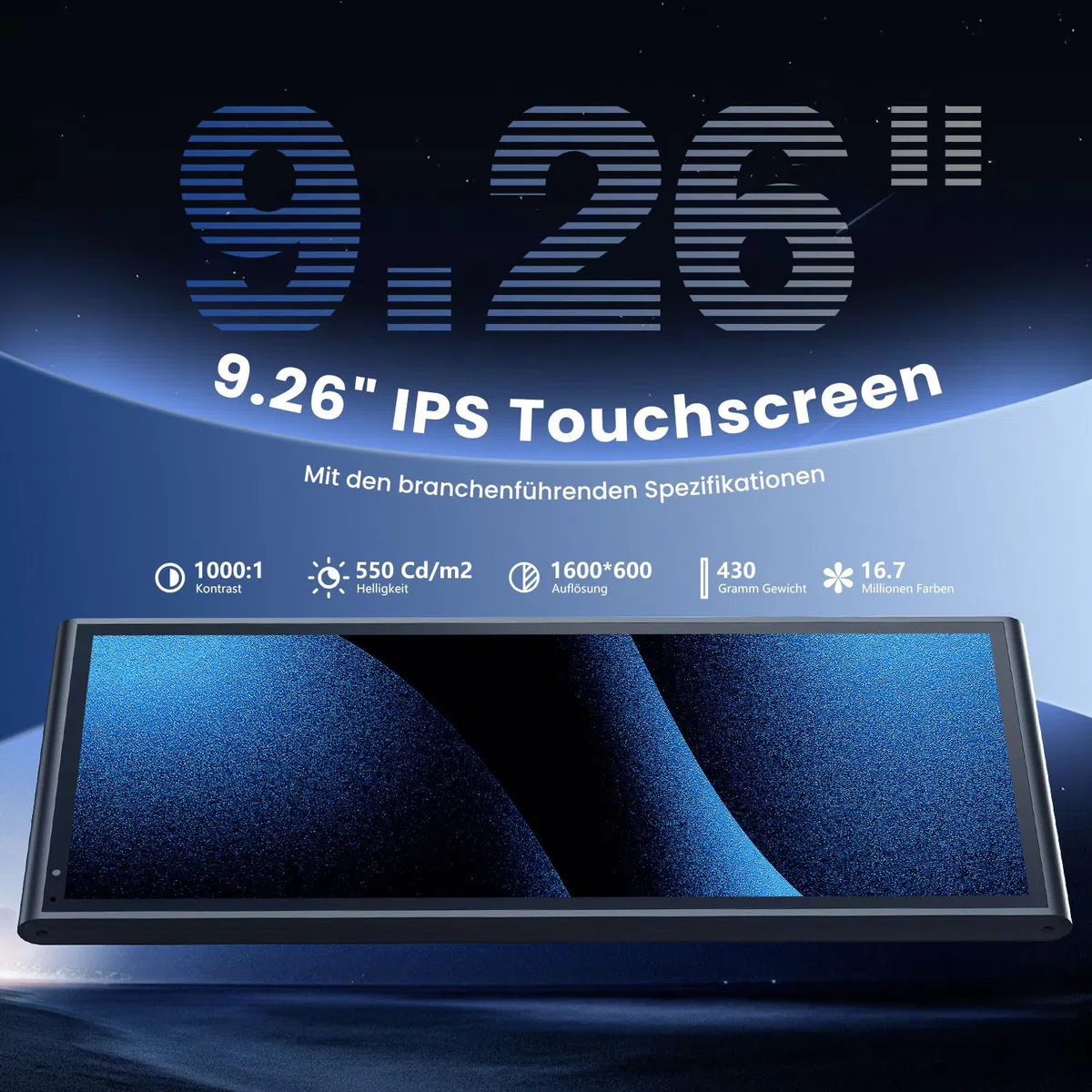 Drahtloses CarPlay Display 9,26" für Apple CarPlay & Android Auto, OTA-Updates, Rückfahrkamera, Bluetooth 5.0, GPS-Navigation